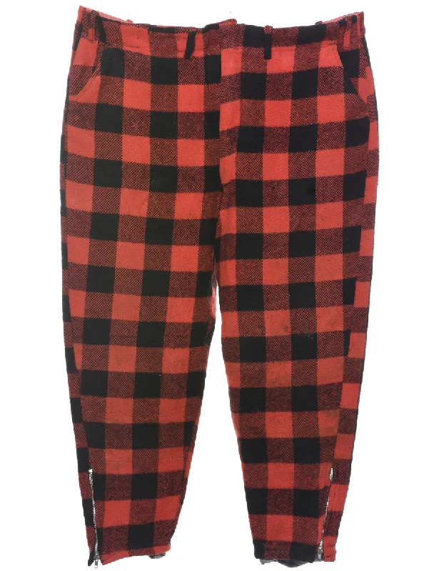 Checked Pattern Trousers - W44 L26 Traditional Men's Wool