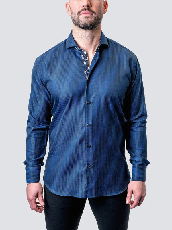 Maceoo Stretch Shirt | Einstein Strip Blue Business