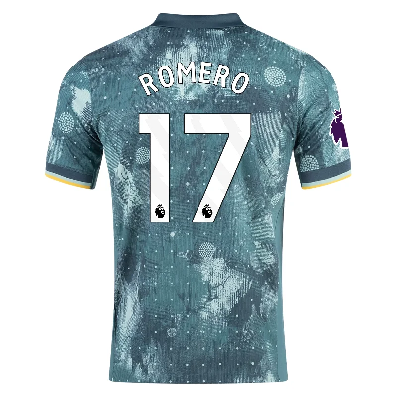 Nike Tottenham Christian Romero Third Jersey w/ EPL Patch 24/25 (Enamel Green/Bicoastal) Sophisticated Men's Nike Tottenham Christian Romero Third Jersey w/ EPL Patch 24/25 (Enamel Green/Bicoastal) Sophisticated Men's