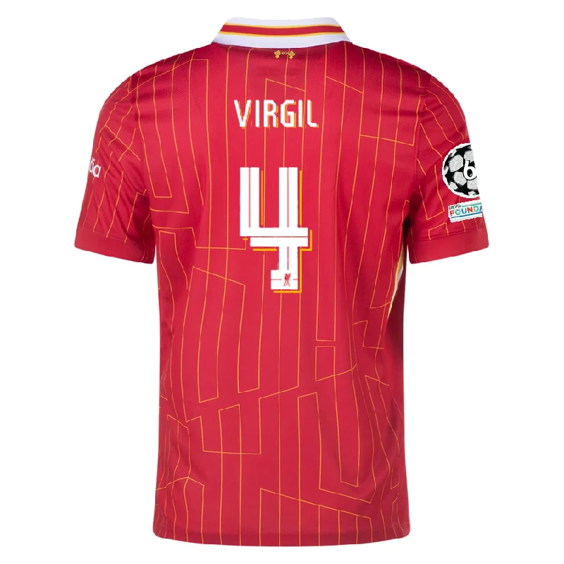 Nike Liverpool Virgil Van Dijk Home Jersey w/ Champions League Patches 24/25 (Gym Red/Chrome Yellow) Lumberjack Nike Liverpool Virgil Van Dijk Home Jersey w/ Champions League Patches 24/25 (Gym Red/Chrome Yellow) Lumberjack