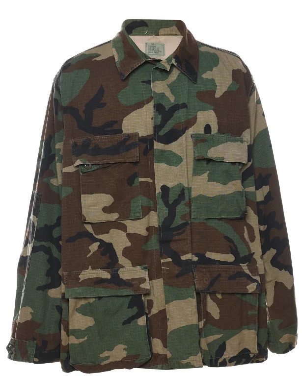 Woodland Camouflage Print U.S Army Military Jacket - M Modern Men's 