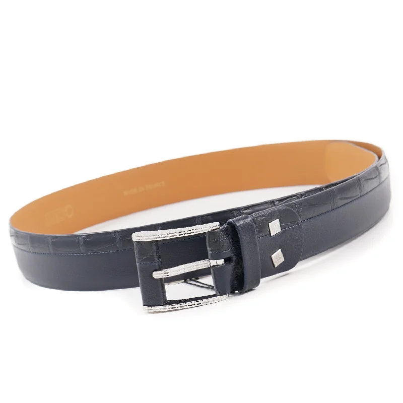 Zilli Crocodile Belt with Diamond Knurled Buckle Street