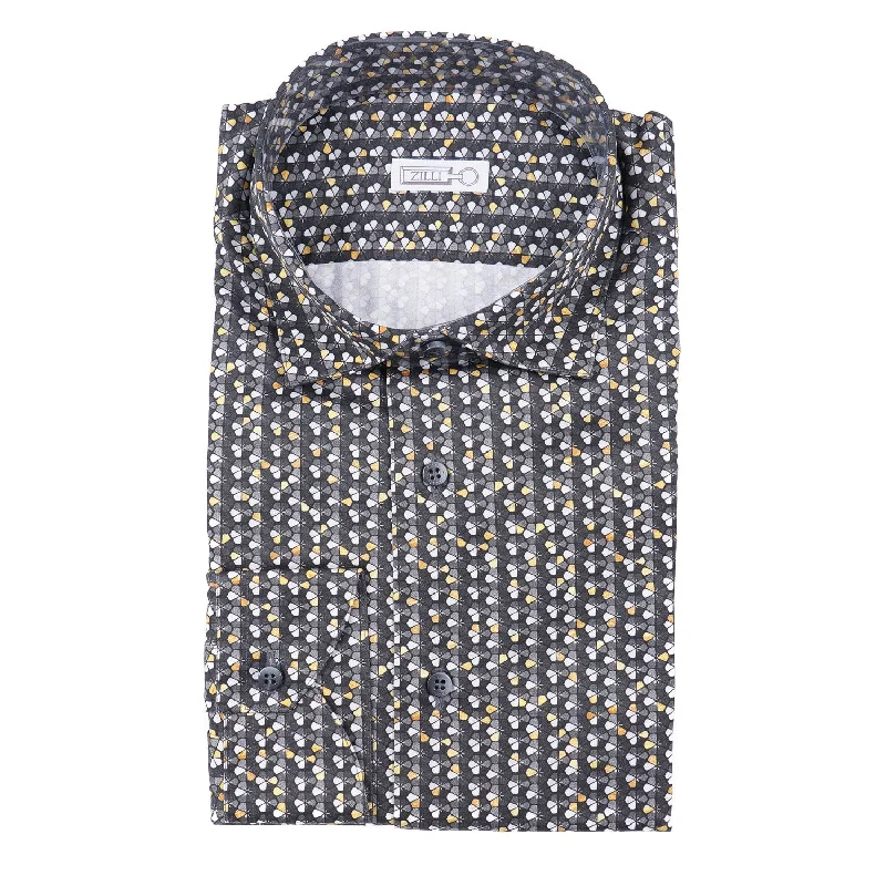 Zilli Cotton Shirt with Geometric Print Traditional Men's Wool