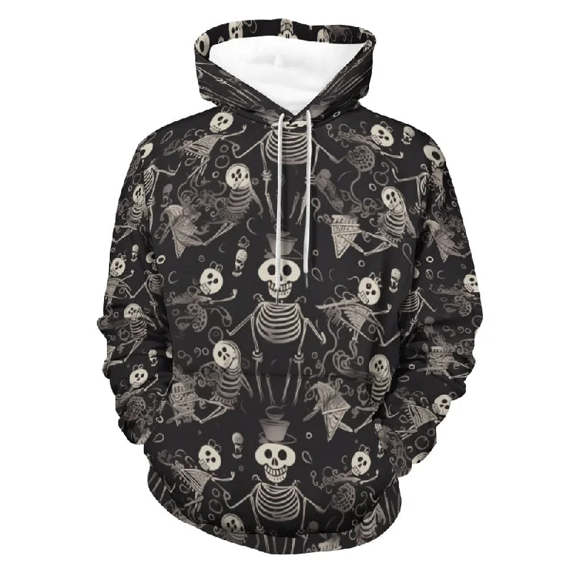 Skull Skeletons Black Men's & Women's Hoodie Polished Men's Silk