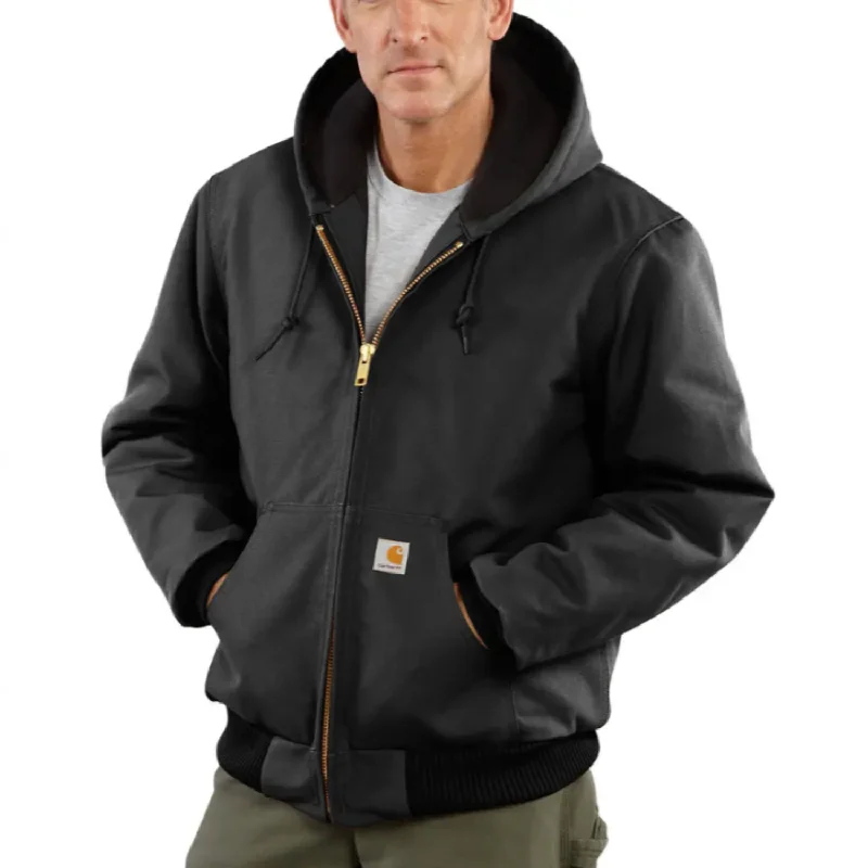 Carhartt Men's Flannel Lined Firm Duck Insulated Zip Hooded Jacket Elegant Men's Formal 