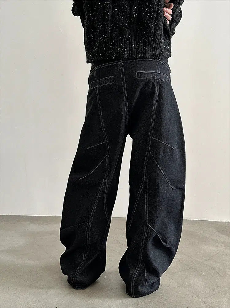 Relaxed Fit Denim Pants Polished Men's Satin