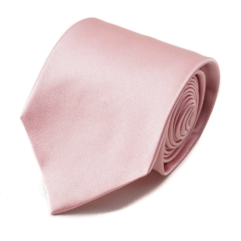 Isaia Solid Pink Satin Silk Tie Laid