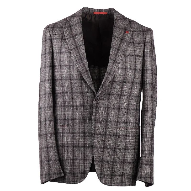 Isaia Slim-Fit Shadow Check Wool Suit Luxurious Men's High