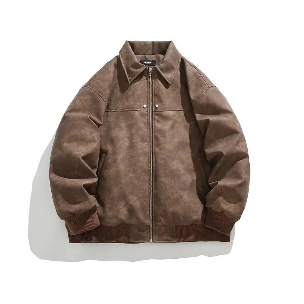 Retro Suede Lapel Cotton Jacket Sophisticated Men's French