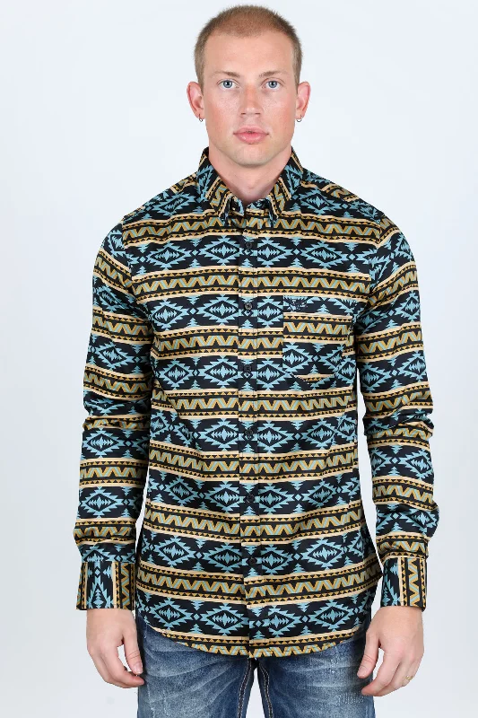 Men’s Legendary Aztec Cotton Spandex Modern Fit shirt - Black Business