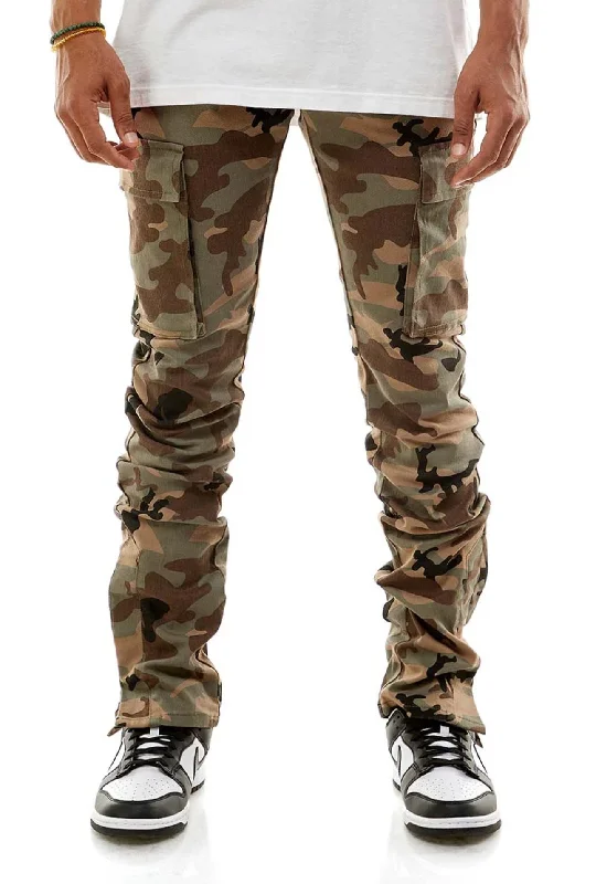 KDNK Cargo Denim Jean with Ankled Zippers (Wood Camo) Dynamic Men's Glow