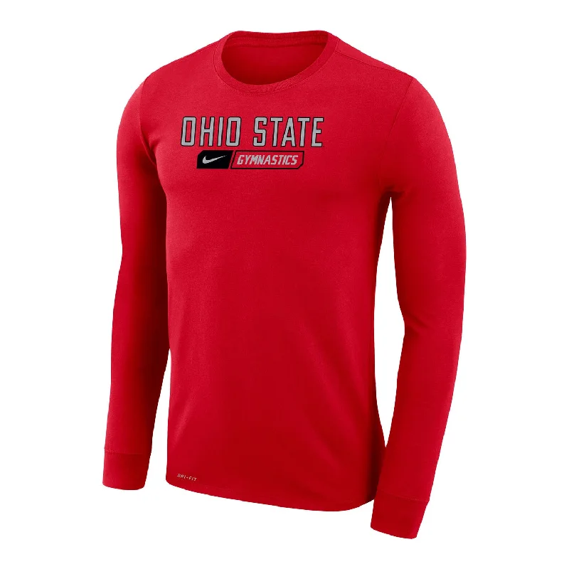 Ohio State Buckeyes Nike Gymnastics Scarlet Long Sleeve T-Shirt Modern Men's Tech