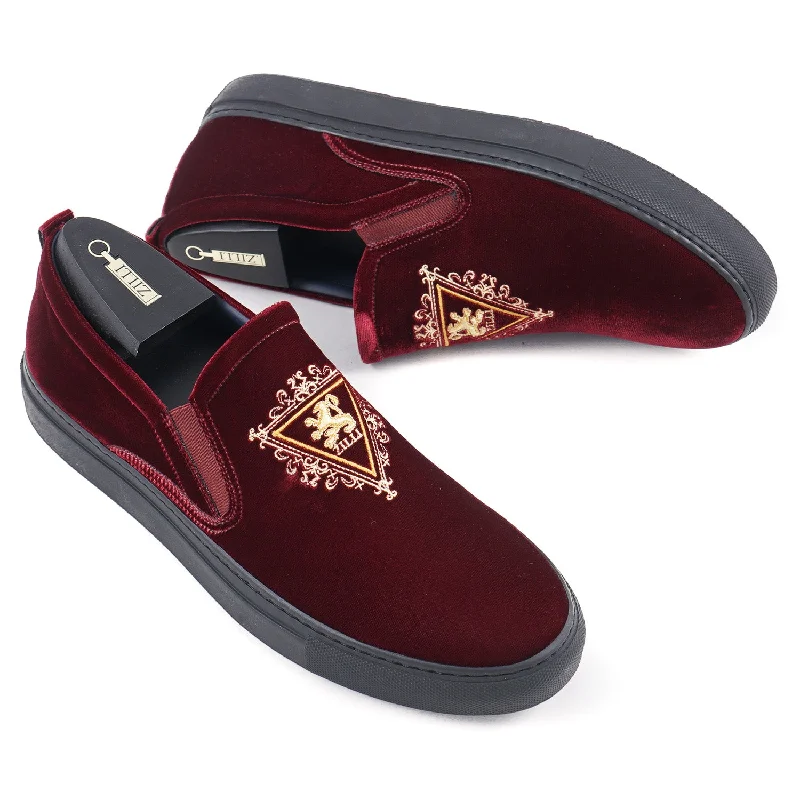 Zilli Velvet Slip-On Sneakers Preppy Men's College