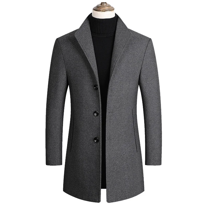 British Gentleman Premium Thick Wool Pea Coat Sporty Men's Tennis