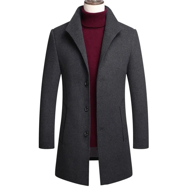 Premium Men's Thick Wool Blend Coat Sporty Men's Athleisure 