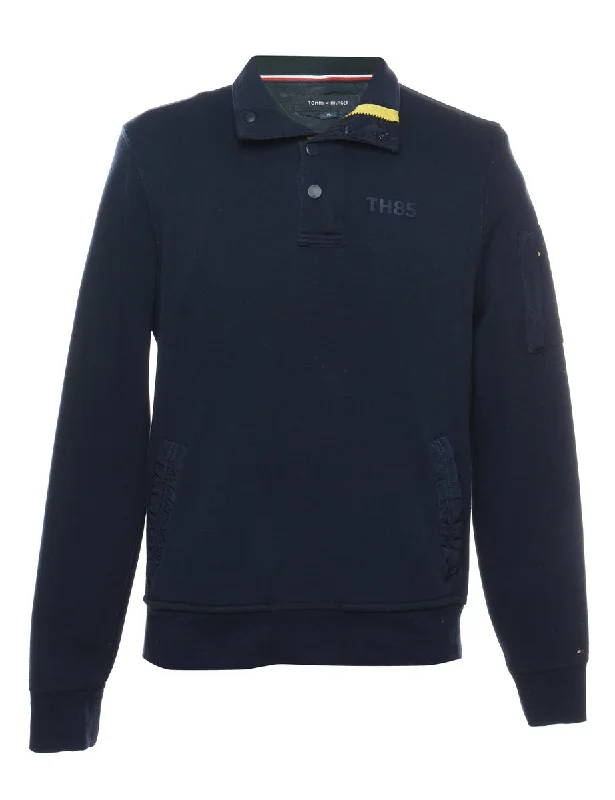 Tommy Hilfiger Navy Plain Sweatshirt - M Unique Men's Upcycled