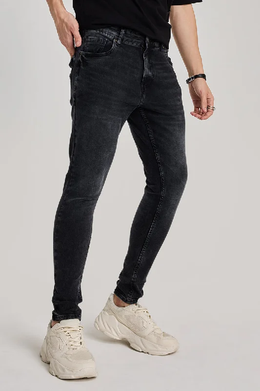 Dark Grey Skinny Fit Jeans Polished Men's Satin