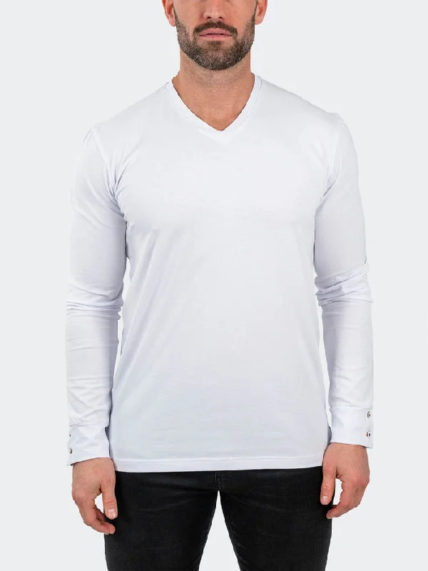 Maceoo Stretch Tshirts | V-Neck EdisonSolidCotton White Bohemian Men's Free