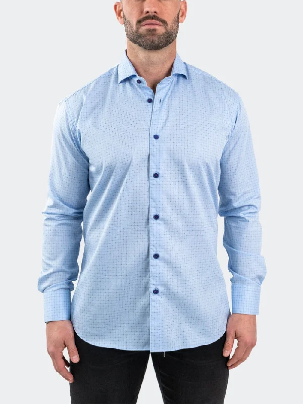 Maceoo Stretch Shirt | Einstein JacqPointSquare Blue Modern Men's 