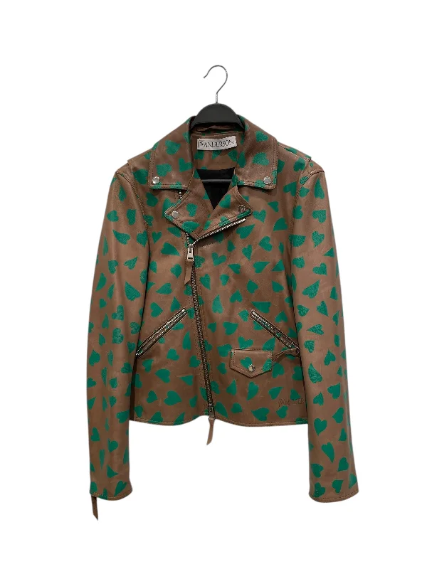 JW ANDERSON(J.W.ANDERSON)/Leather Jkt/38/Leather/BRW/All Over Print/JK28MS18 HEARTS Dapper Men's 1920S