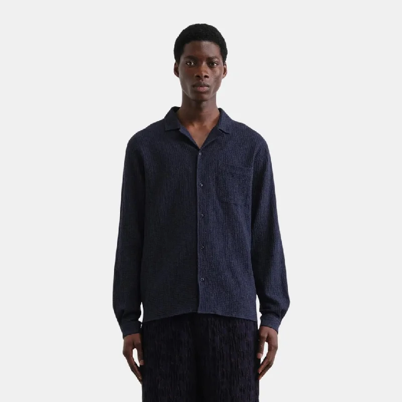 Malick Long Sleeve Shirt (Navy) Relaxed Men's Beach