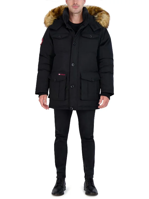 Mens Faux Fur Heavyweight Parka Coat Street