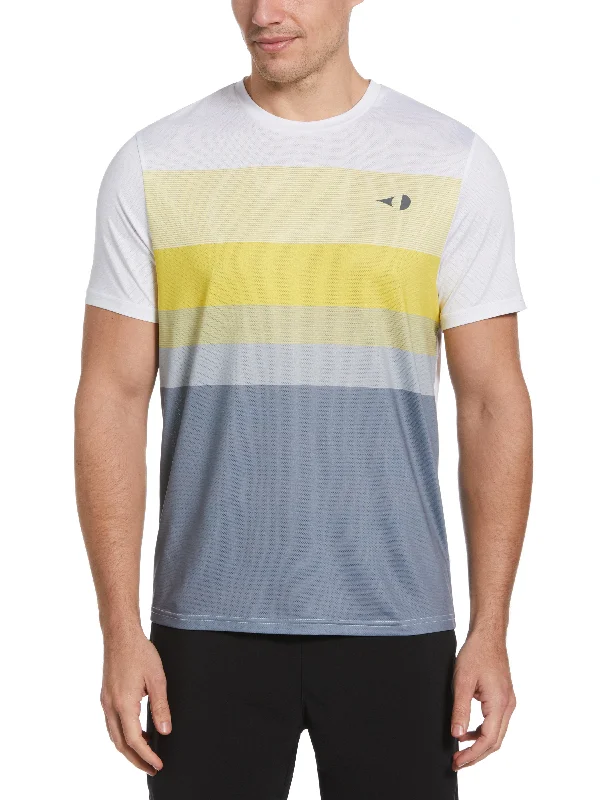 Men's Multi-Line Panel Print Tennis Tee Athletic Men's Compression