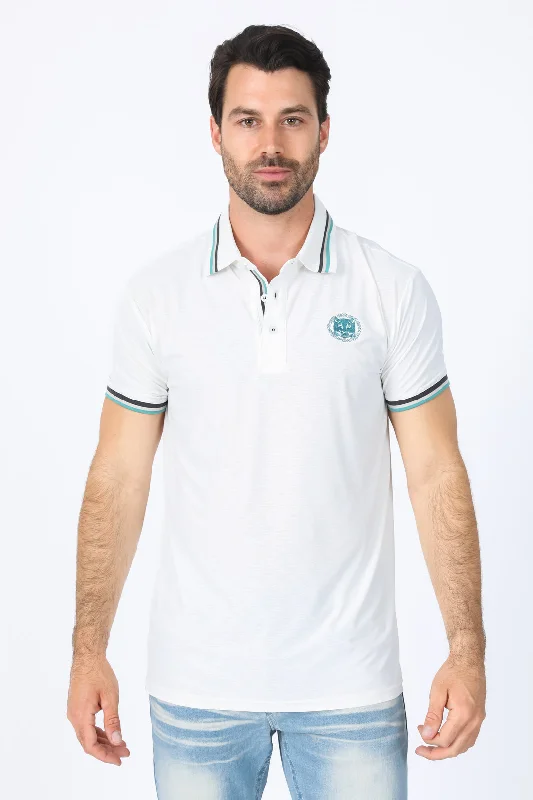 Mens Modern Fit Stretch Cotton White Polo Trendy Men's Scandinavian