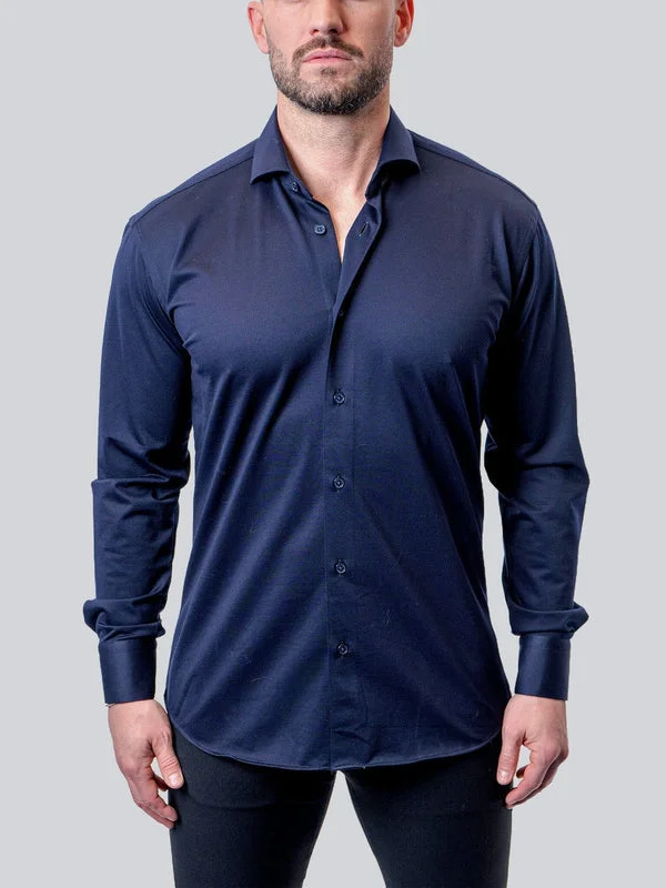 Maceoo Stretch Shirt | Einstein True Blue Minimalist Men's Casual 