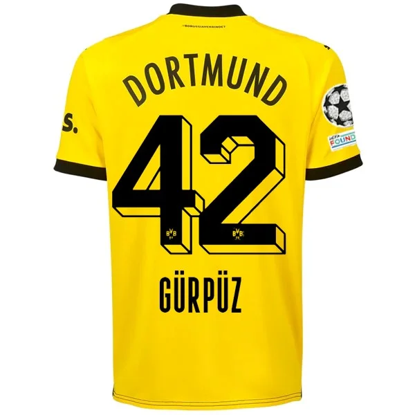 Puma Borussia Dortmund Göktan Gürpüz Home Jersey w/ Champions League Patches 23/24 (Cyber Yellow/Puma Black) Casual Men's Japanese Puma Borussia Dortmund Göktan Gürpüz Home Jersey w/ Champions League Patches 23/24 (Cyber Yellow/Puma Black) Casual Men's Japanese