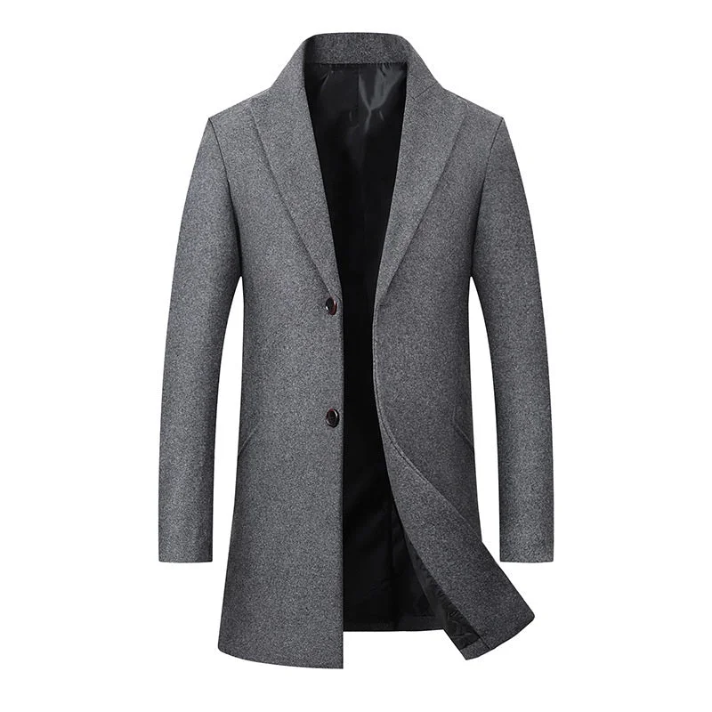 Men's Premium Fitted Long Wool Pea Coat Sharp Men's Italian