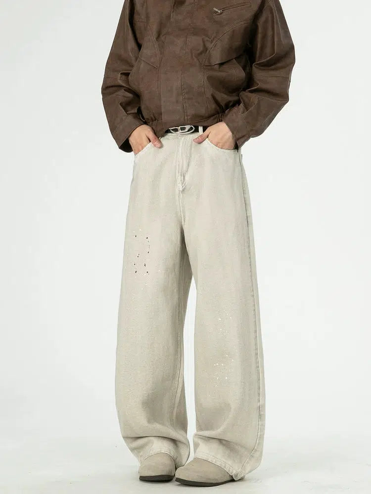 Dirty Straight-leg Jeans Sleek Men's Contemporary 