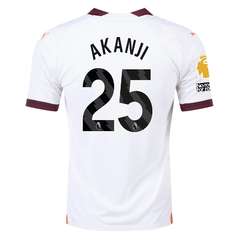 Puma Manchester City Akanji Away Jersey w/ EPL + No Room For Racism Patches 23/24 (Puma White/Aubergine) Elegant Men's Cashmere Puma Manchester City Akanji Away Jersey w/ EPL + No Room For Racism Patches 23/24 (Puma White/Aubergine) Elegant Men's Cashmere