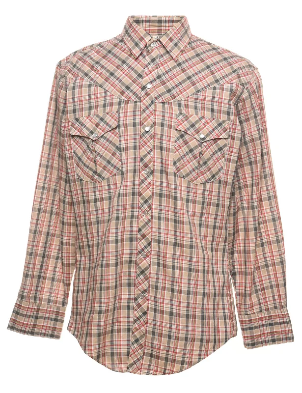 Brown & Maroon Classic Checked Shirt - L Practical Men's Multi