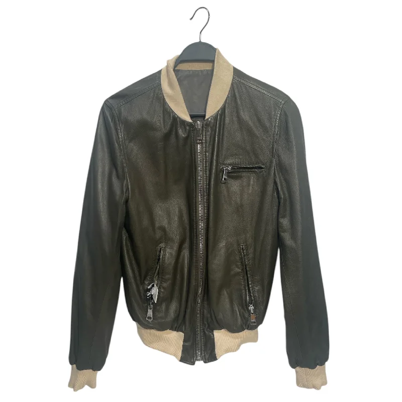 DOLCE&GABBANA/Leather Jkt/48/Leather/GRY/reverse green interior Elegant Men's Formal 