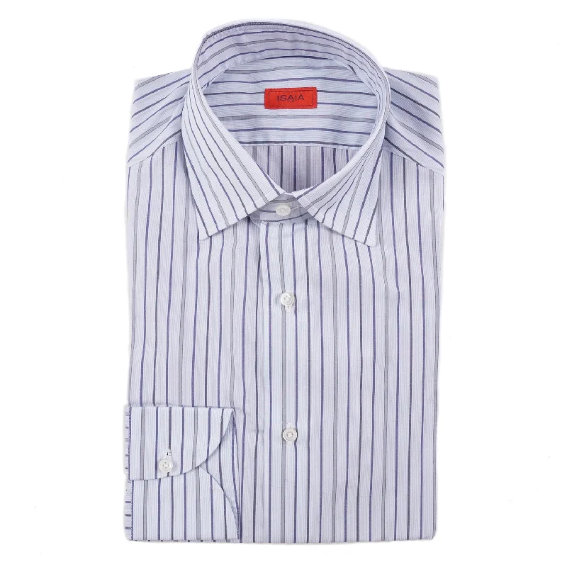 Isaia Modern 'Mix Fit' Striped Cotton Dress Shirt Organic