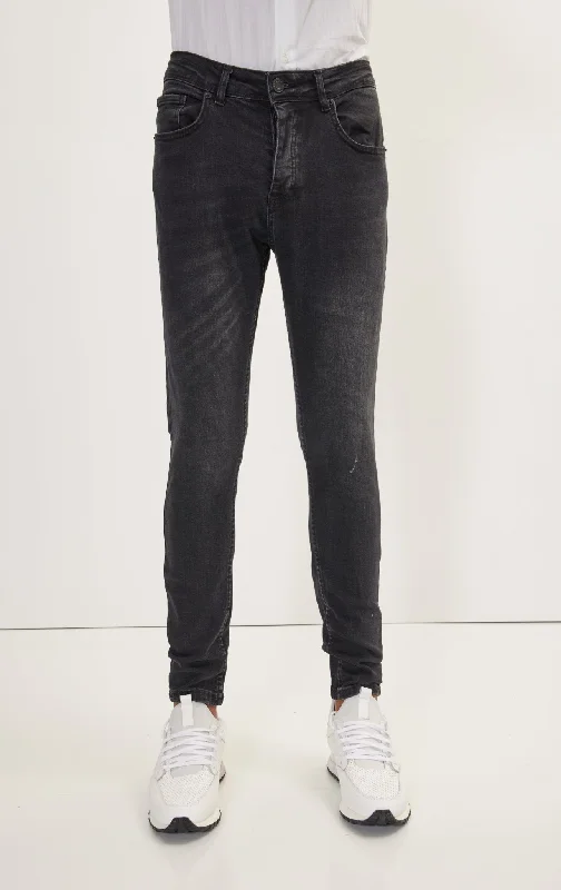 Classic Slim Fit Jean - Black White Casual Men's Japanese 