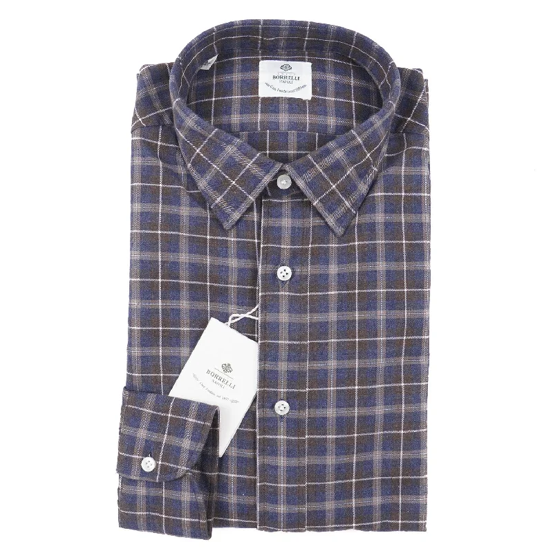 Luigi Borrelli Slim-Fit Flannel Cotton Shirt Masculine Men's Thick