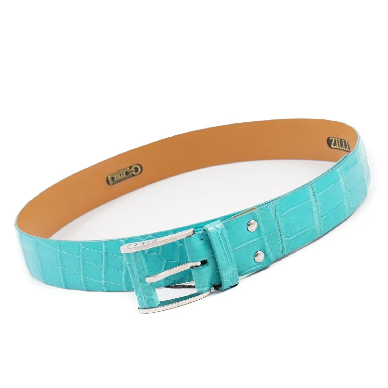 Zilli Belt in Turquoise Crocodile Lumberjack