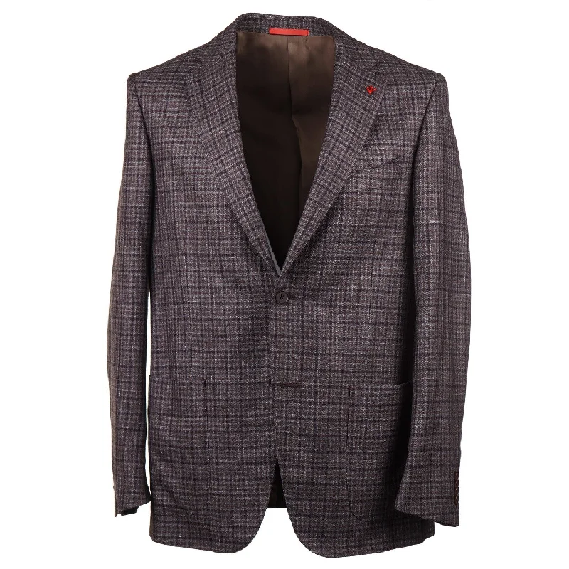 Isaia Layered Check Wool-Silk-Linen Sport Coat Cool Men's Distressed