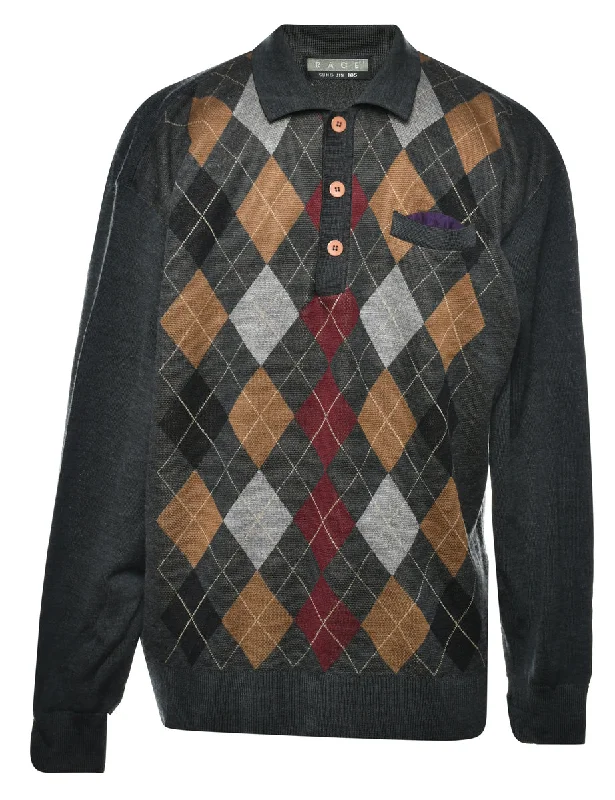 Argyle Jumper - M Refined Men's Velvet