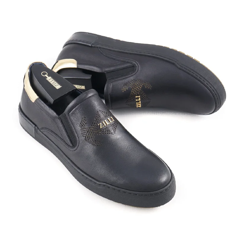 Zilli Calf Leather Slip-On Sneakers Tough Men's Tactical