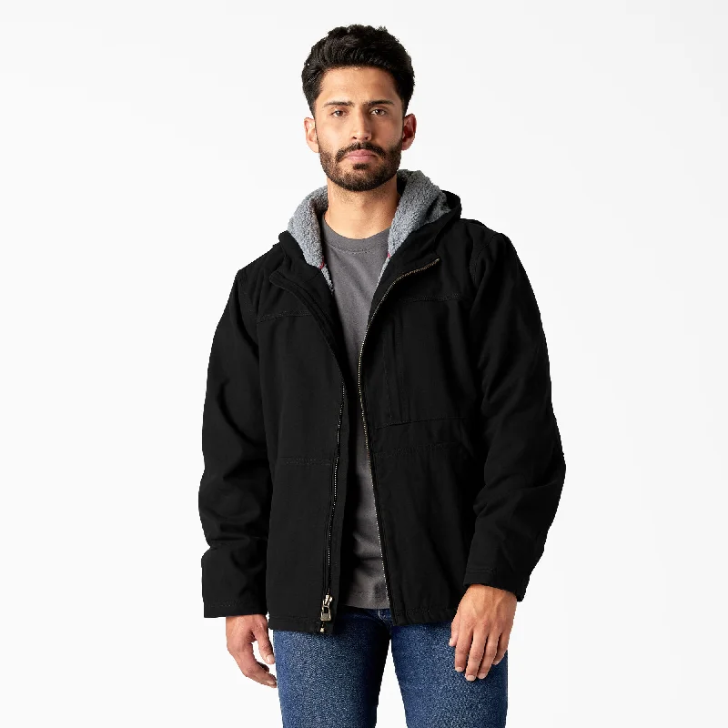 Dickies Men's Duck Sherpa Lined Hooded Full Zip Jacket Unique Men's Upcycled