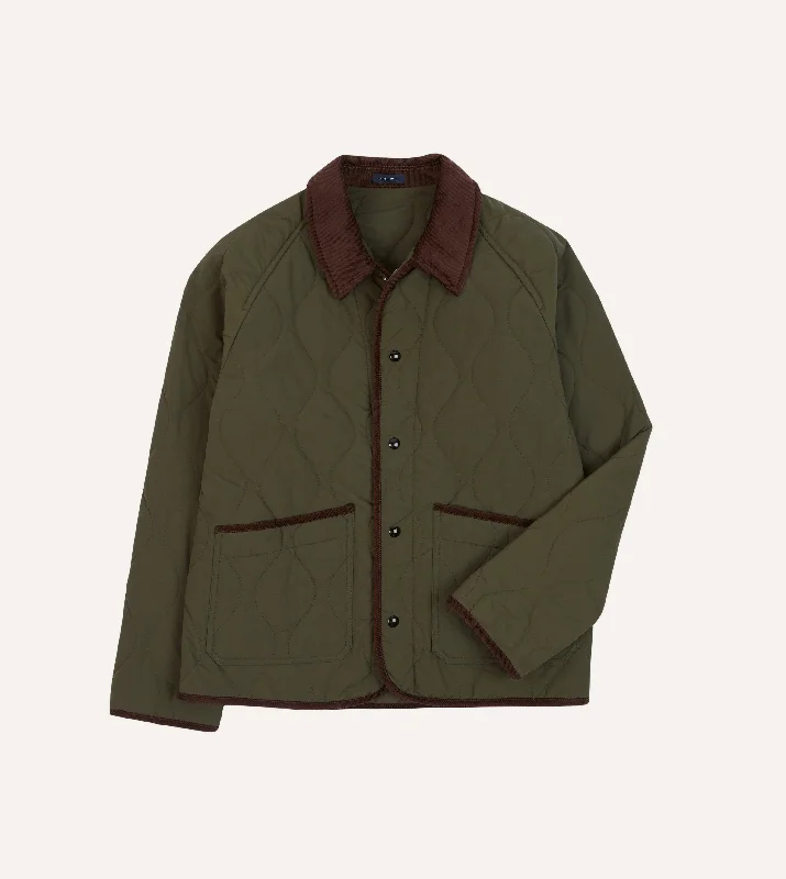 Olive Quilted Nylon Jacket Dapper Men's 1920S