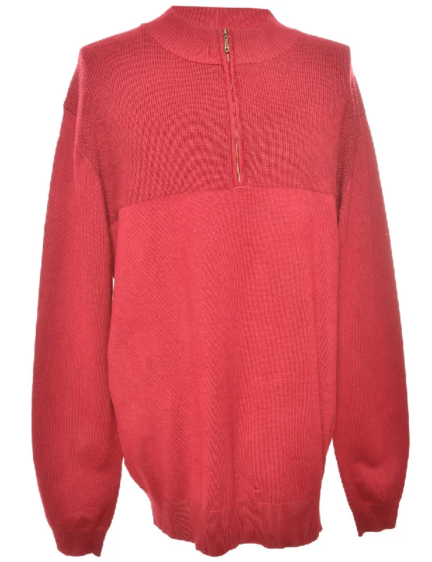 Maroon Quarter Zip Jumper - XL Dynamic Men's High
