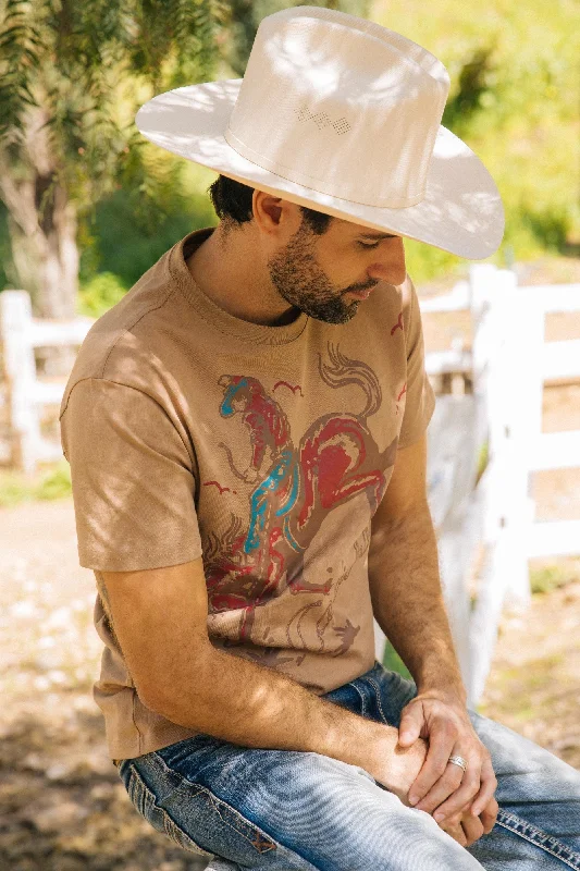 Mens Modern Fit Cotton Stretch Horse-Rider Print T-Shirt Artistic Men's Avant
