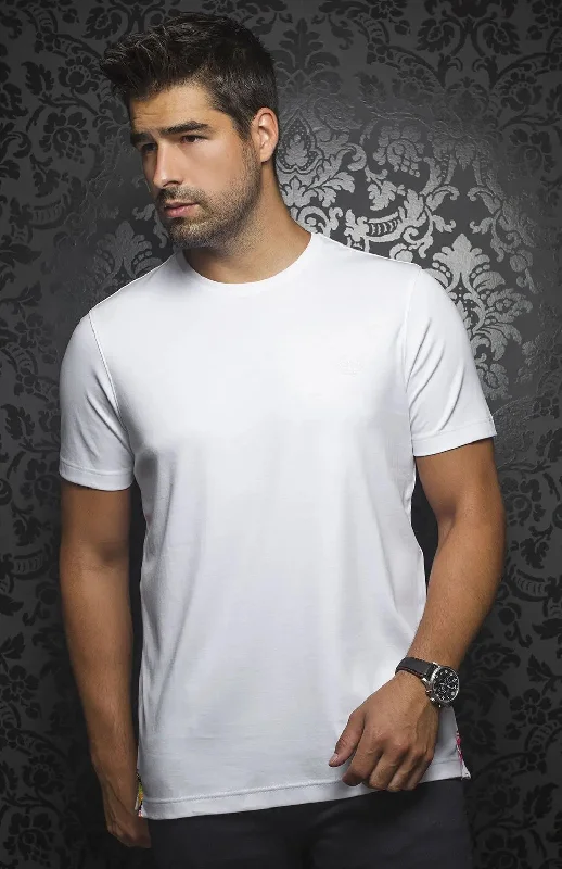 AU NOIR | T-Shirt | Michael Crew Neck White Casual Men's Short