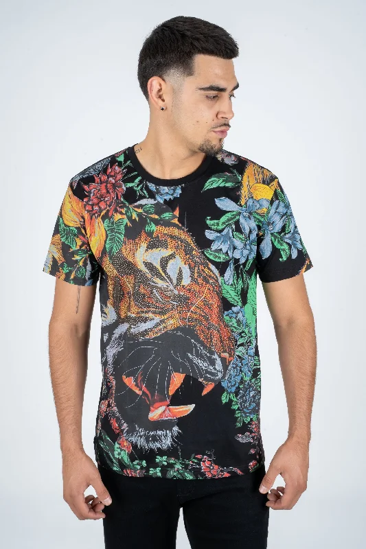 Men's Cotton Black Rhinestone T-shirt Laid