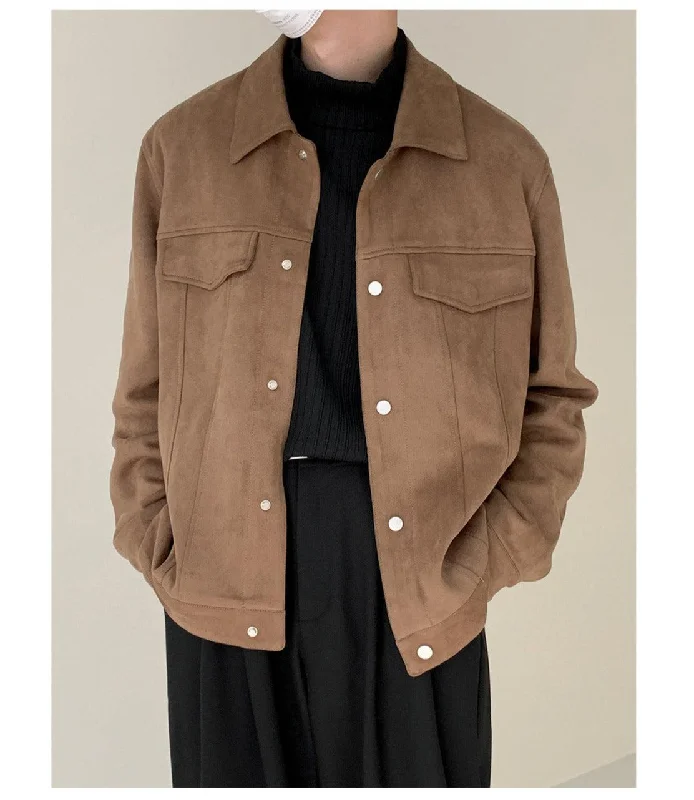 Side Seam Pocket Suede Jacket Casual Men's Japanese 