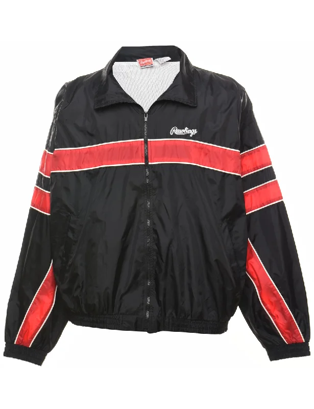 Black & Red Zip-Front Nylon Jacket - XL Refined Men's Hand